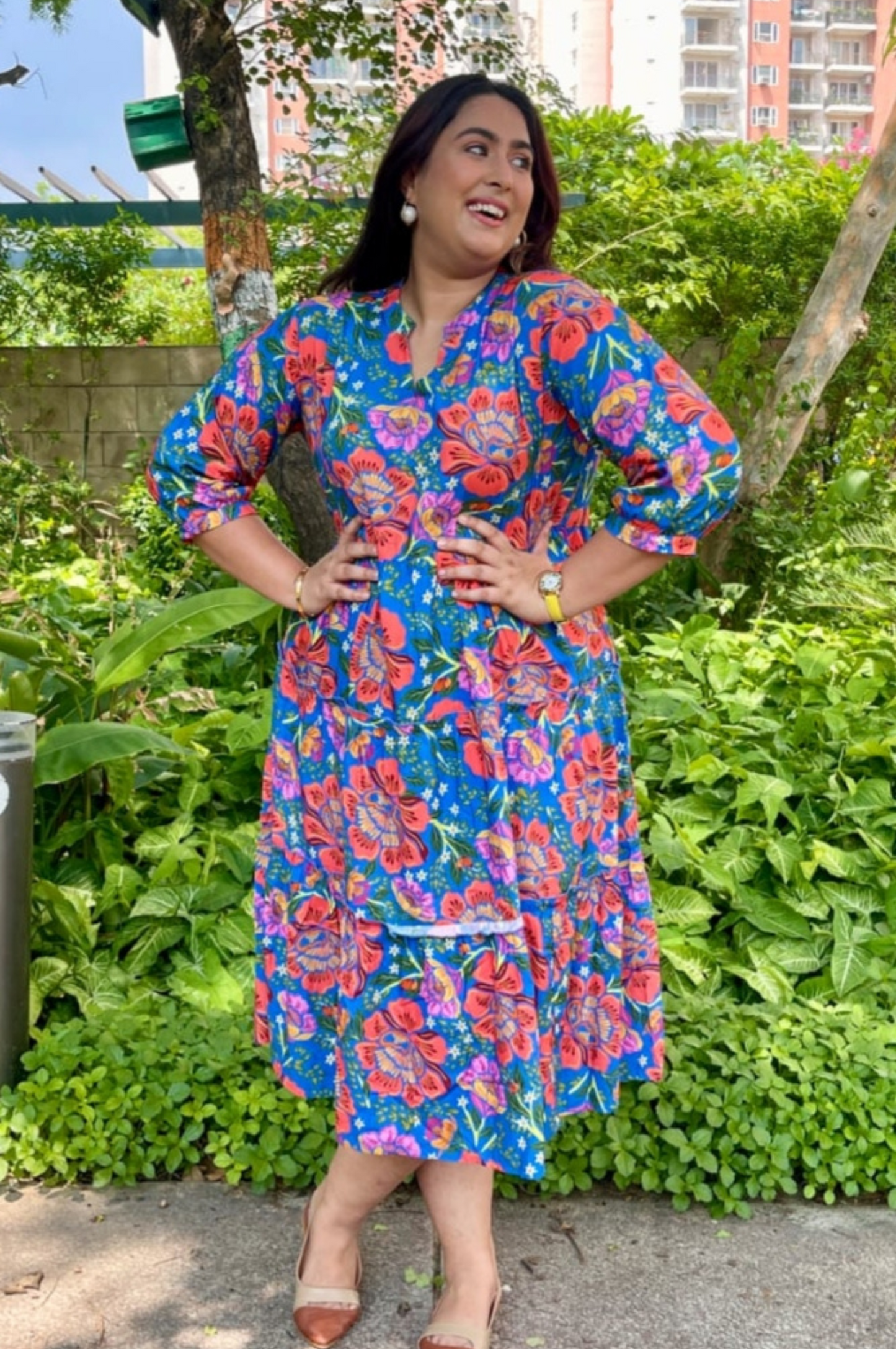 Floral Fizz Frill Dress