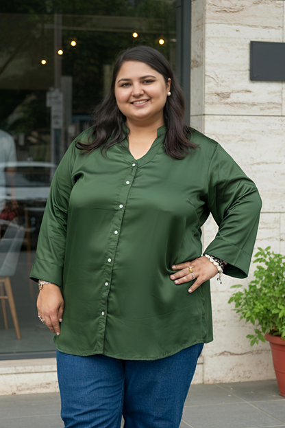 Emerald Luxe Button-Down