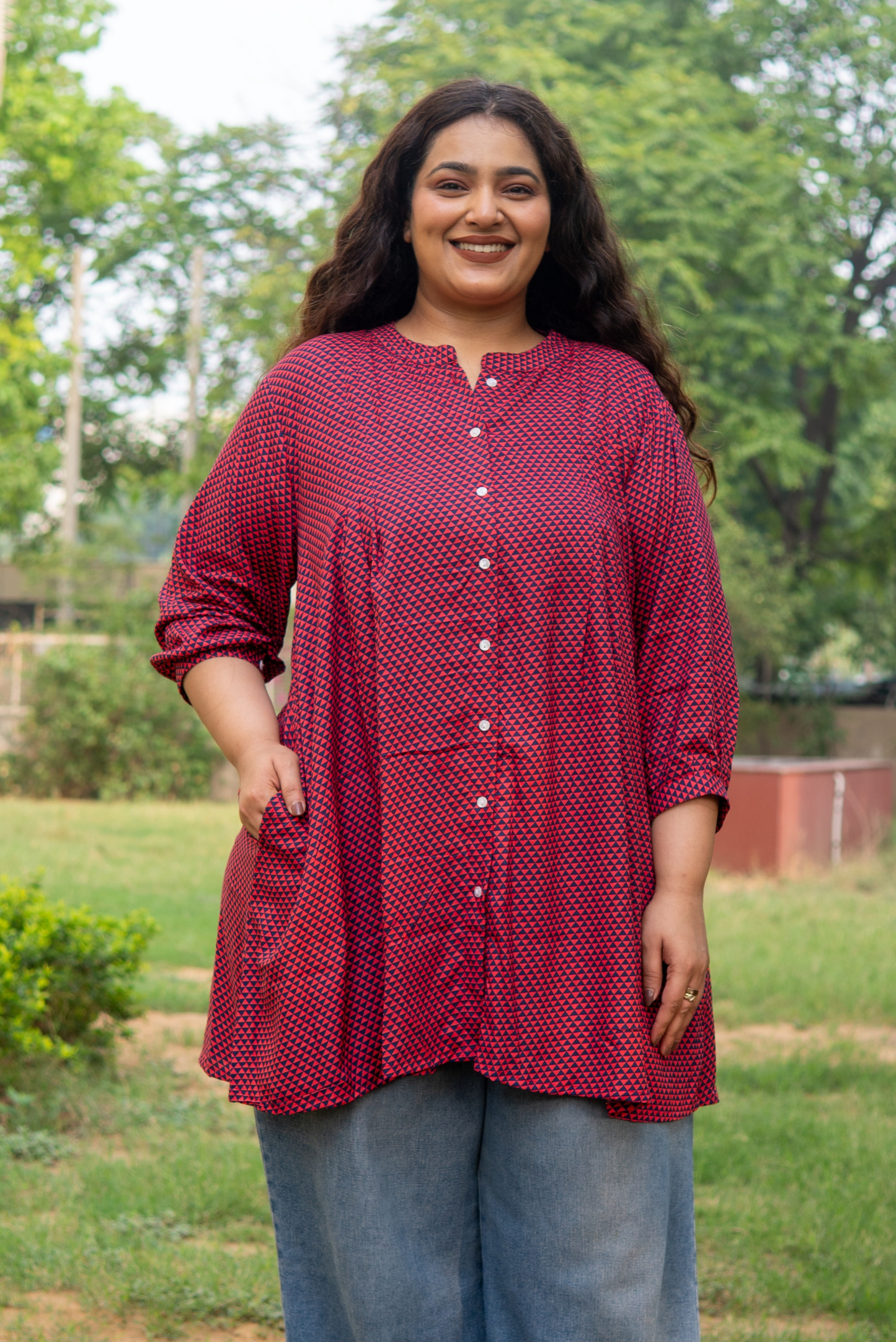 Geometric Print A-Line Tunic