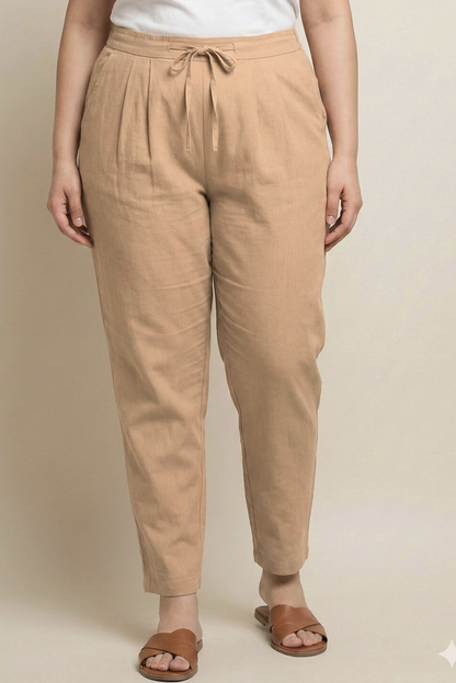 Beige RelaxFit  Cotton Pants