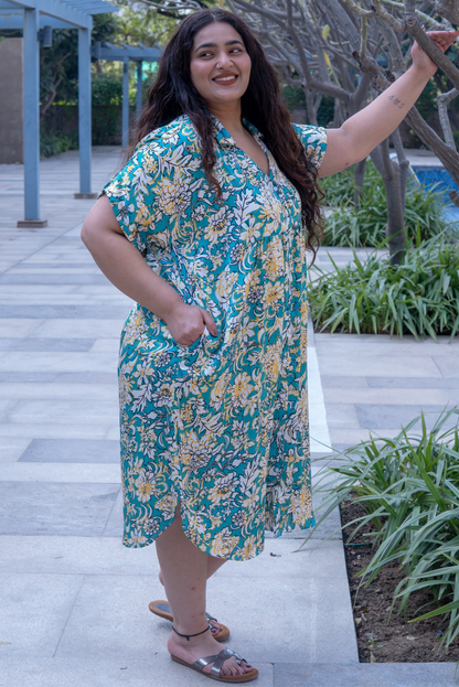 Teal Breeze Collar Dress