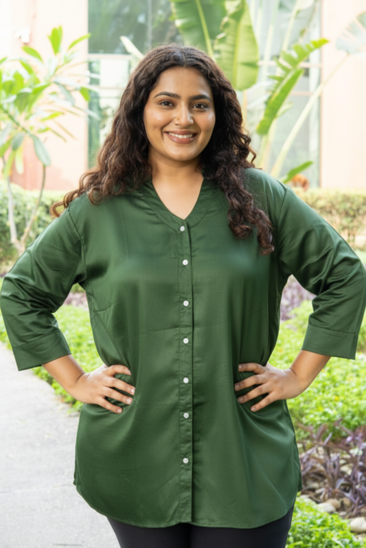 Emerald Luxe Button-Down
