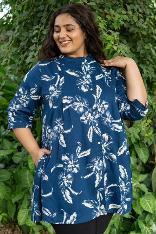 Azure Bloom A-Line Tunic