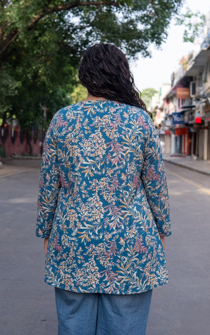 Teal Leaf  A-Line Tunic
