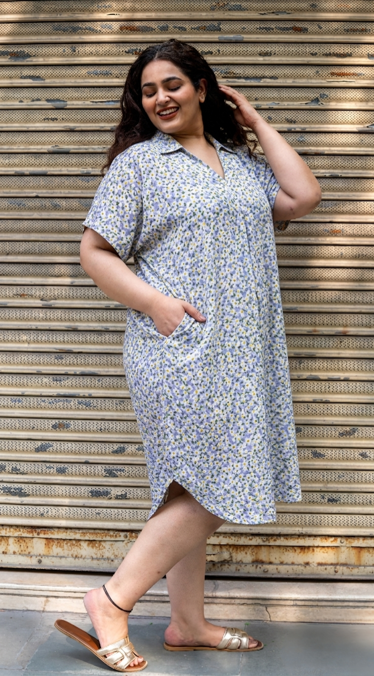 Soft Floral Collar Dress